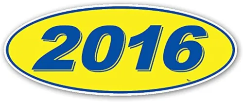 Vista 2 de Pegatinas ovaladas para ventana de año modelo (números azules en amarillo) (12 por paquete) (2012)