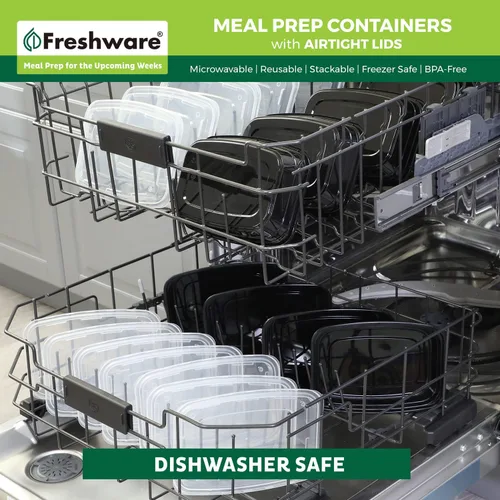 Vista 7 de Freshware Contenedores de preparación de comidas [paquete de 150] 1 compartimento con tapas, contenedores de almacenamiento de alimentos, caja
