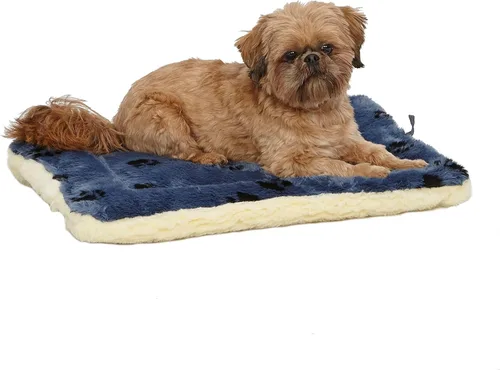 Vista 11 de Cama reversible para mascota, diseño en lana para perro o gato , Azul