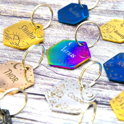 Vista 3 de Placa de identificación personalizada para perro con 5 líneas con grabado personalizado y profundo de acero inoxidable duradero, tamaño pequeño