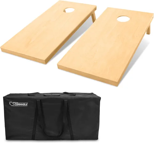 Vista 10 de GoSports 4 ft x 2 ft Regulation Size Wooden Cornhole Boards Set with Natural Wood Stain Finish - Includes Carrying Case