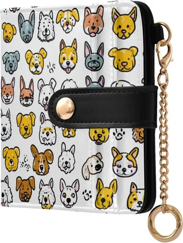 Vista 34 de Red Heart Black - Cartera para mujer, con bloqueo RFID, pequeña, delgada, tarjetero, plegable, compacta, de piel sintética, con bolsillo