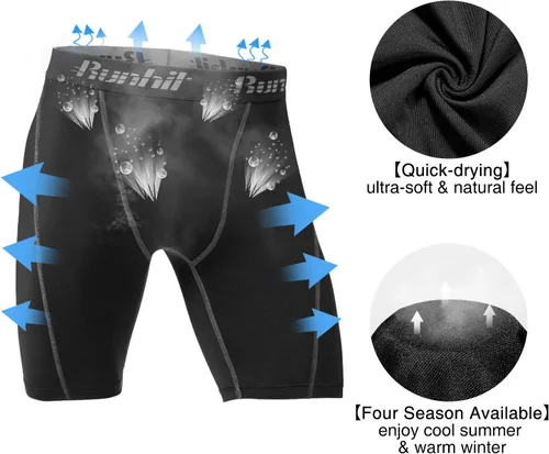 Vista 3 de Runhit - Pantalones cortos deportivos de compresión para hombre, de elastano para correr y entrenar