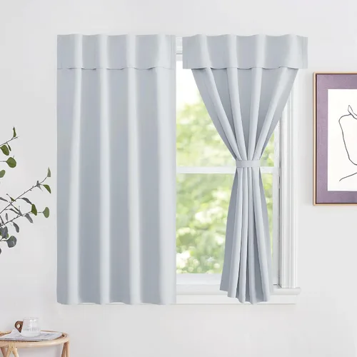 Vista 18 de NICETOWN Biscotti - Cortinas opacas para puerta francesa, color beige, 72 pulgadas de largo Cortina de ventana portátil de granja autoadhesiva
