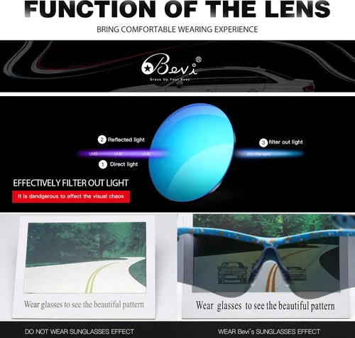 Vista 4 de Bevi Lentes de sol deportivos polarizados TR90, marco duradero y ultraligero para hombres y mujeres, béisbol, correr, ciclismo, golf