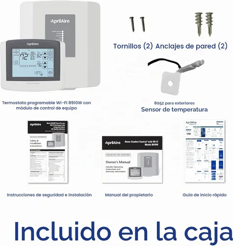 Vista 4 de AprilAire 8910W Termostato programable Wi-Fi de pantalla táctil con control IAQ; compatible con Amazon Alexa y Google Assistant