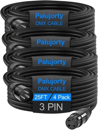 Vista 14 de Paquete de 10 cables DMX de 3 pines de 3.2 pies para luz de escenario y controlador