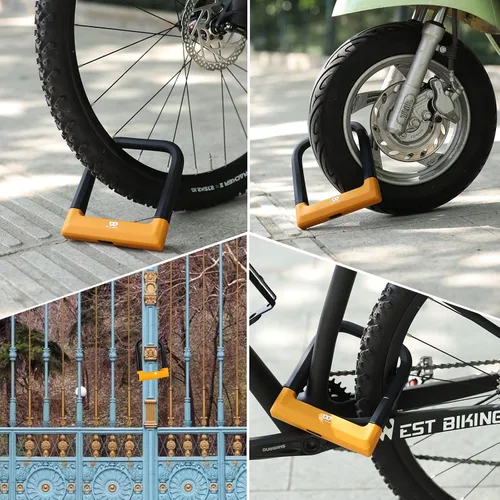 Vista 7 de Bloqueo en U de bicicleta antirrobo resistente con 3 llaves, 0.739 in, negro, 5.32 pulgadas de ancho Dimensión