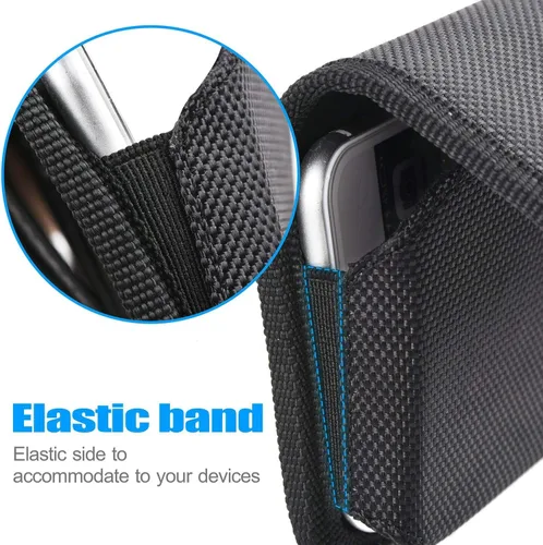 Vista 6 de miadore - Funda para cinturón para iPhone, funda horizontal con clip para cinturón [solapa magnética] Funda de nailon negro con trabillas