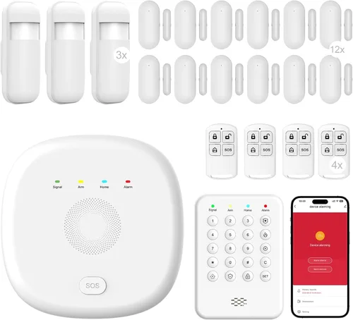Vista 3 de Sistema de Seguridad Inalámbrico WiFi para el Hogar - Sistema de Alarma Inteligente para Hogar y Empresa, Expandible, Teclado Independiente, Alertas