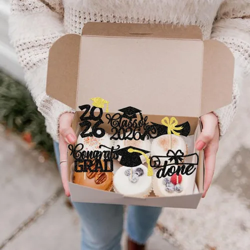 Vista 7 de Rsstarxi Paquete de 40 decoraciones para cupcakes Class of 2025 Congrats Grad 2025 Grad Cap Diploma Cupcake Picks Decoraciones para So Proud of You