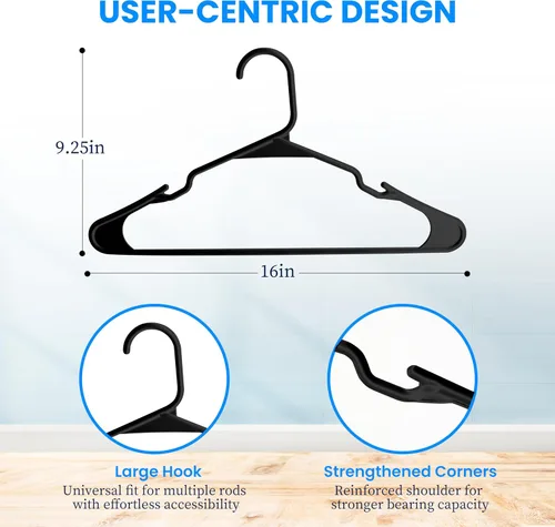 Vista 4 de HealSmart Perchas de plástico, paquete de 30 perchas de ropa que ahorran espacio, perchas duraderas y ligeras para abrigos, vestidos, camisas, Negro