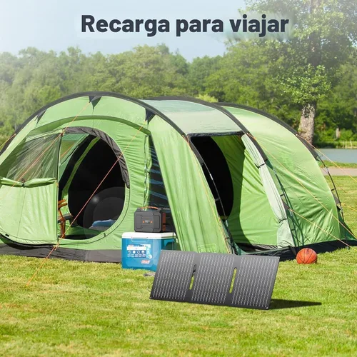 Vista 6 de Estación de energía solar portátil con panel solar plegable de 30 W, 100 W 110 V AC Outlet Camping Banco de energía solar con paneles, batería de CC