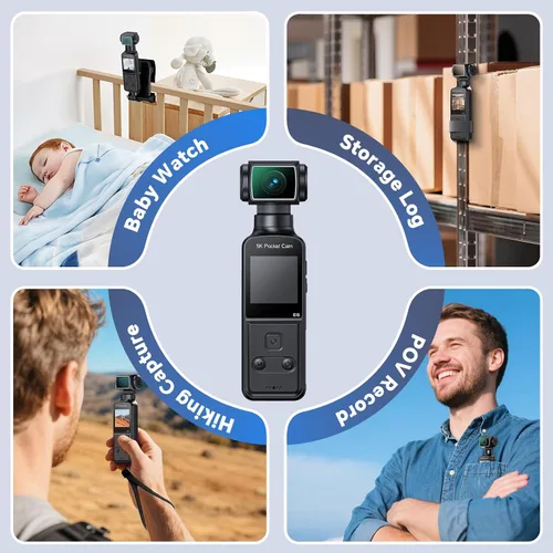 Vista 6 de BOBLOV Cámara corporal 5K con micrófono, cámara de vlogging W5, 5K/15FPS y 4K/60FPS con lente giratoria de 270°, soporte de micrófono externo