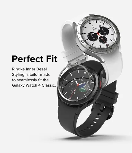 Vista 3 de Ringke Estilo de bisel interior compatible con Samsung Galaxy Watch 4 Classic 1.654 pulgadas, acero inoxidable antiarañazos anillo interior bisel