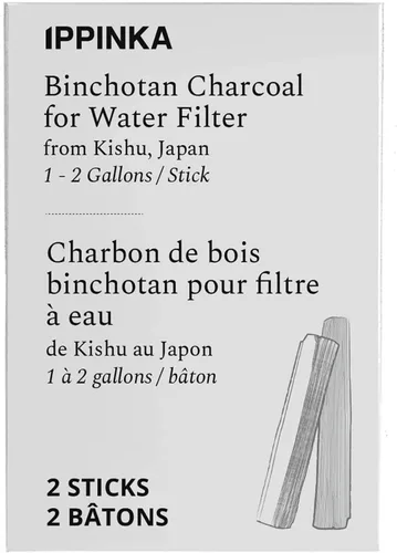 Vista 7 de Binchotan Charcoal de Kishu, Japón - Barras purificadoras de agua para agua de gran sabor, 2 varillas, cada barra filtra 1-2 galones de agua
