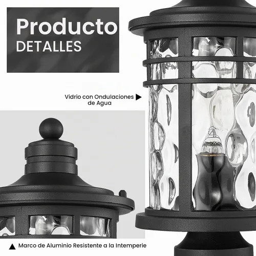 Vista 4 de Darkaway Luces de Poste para Exteriores Postes de Lámpara Iluminación para Exteriores, Luces de Poste de Aluminio Accesorios de Luz para Exteriores