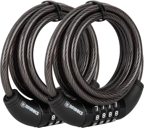 Vista 9 de BRINKS Cable de bloqueo de bicicleta resistente para exteriores de 6 pies, grueso, diseño antirrobo, combinación de 4 diales reiniciable
