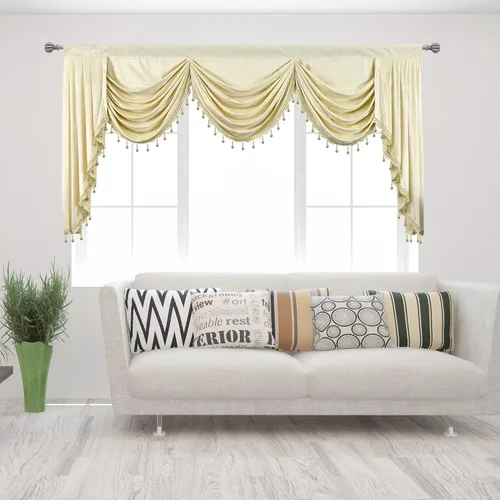 Vista 13 de Toppers Beige de Cortinas de Ventana para Sala de Estar - Cenefa de Cascada de Terciopelo para Dormitorio (1 Panel, 39 Pulgadas de Ancho, Marfil)