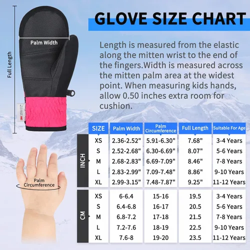 Vista 7 de Achiou Guantes de esquí para niños, guantes de nieve impermeables de invierno para niños, guantes de snowboard cálidos para pantalla táctil