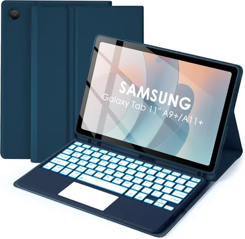 Vista 13 de Funda con teclado retroiluminado de 7 colores con mouse para Samsung Galaxy Tab de 11 pulgadas A11 Plus y A9 Plus, funda de teclado intercambiable