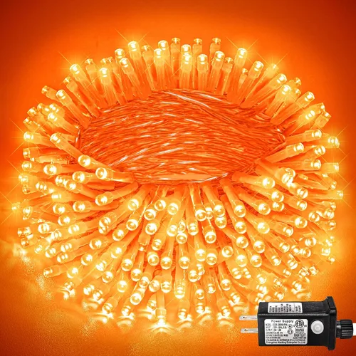Vista 33 de Guirnalda de 120 luces LED rojas impermeables para exteriores, luces de Navidad rojas de 40 pies, 8 modos, cable transparente, guirnalda de luces