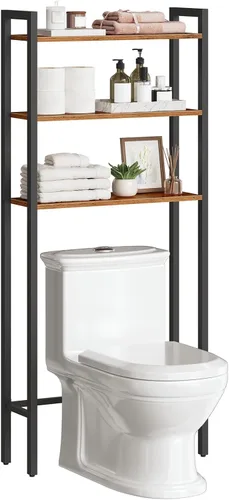 Vista 10 de HOOBRO - Estante de almacenamiento sobre el inodoro, organizador de baño de 3 niveles sobre el inodoro, estantes de almacenamiento de baño