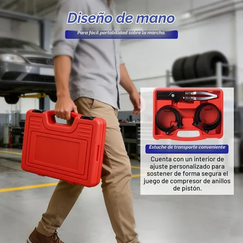 Vista 8 de MR CARTOOL Herramienta de compresor de anillo de pistón, juego de compresor de anillo de pistón del motor con 6 anillos de pistón