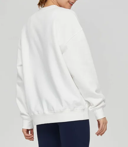 Vista 2 de THE GYM PEOPLE Sudadera de forro polar con cuello redondo para mujer, ajuste holgado, suave, de gran