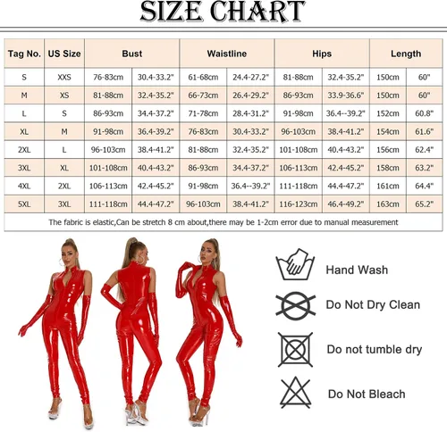 Vista 6 de FEOYA Traje de látex para mujer, de charol metálico, para fiesta, club, ajustado, elástico, de PVC, tallas XS-3XL