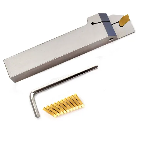 Vista 7 de OSCARBIDE 3/4" torno indexable ranurado titular de separación resistente niquelado QA12R-30 herramienta de corte a mano derecha con 10 piezas
