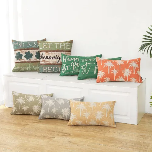 Vista 2 de TRENDIN Fundas de almohada irlandesas de 20 x 20 pulgadas, diseño cuadrado de Let The Shenanigans Begin, decoración de granja para el hogar
