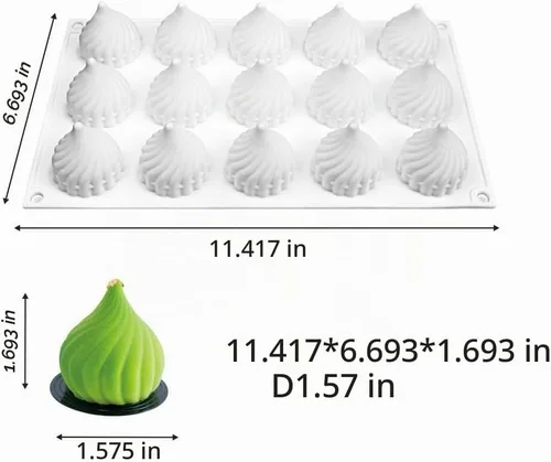 Vista 3 de Molde de silicona para pastel de cebolla y torbellino de cono para chocolate, mousse, pudín, postre, pan, utensilios para hornear decoración