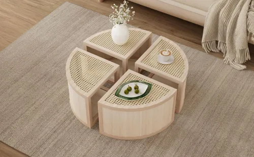 Vista 17 de KEVINSPACE Mesa auxiliar negra con borde dorado en la parte inferior, mesa de centro redonda para espacios pequeños, mesa auxiliar de madera mesita