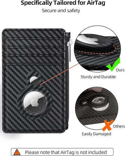 Vista 4 de Cartera delgada minimalista con bolsillo frontal, bloqueo RFID, tarjetero con ventana para identificación, 6 ranuras para tarjetas, cartera