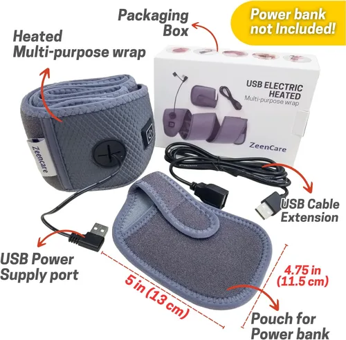 Vista 7 de Almohadilla térmica para codo, envoltura térmica inalámbrica para tendinitis de codo de tenista, codo extralargo con 3 niveles de calor