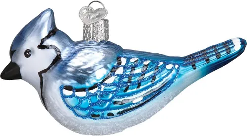 Vista 9 de Old World Christmas Adorno de cristal soplado de jilguero americano para árbol de Navidad, decoración navideña artesanal, colección de observadores