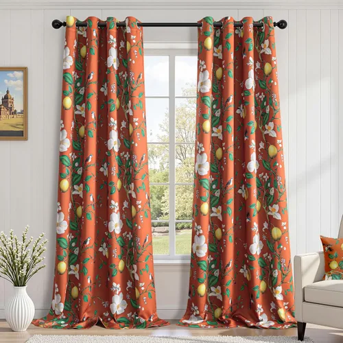 Vista 50 de MYSKY HOME Cortinas florales para puerta francesa de 40 pulgadas de largo, juego de 2 cortinas opacas de privacidad con bolsillo para barra A-verde