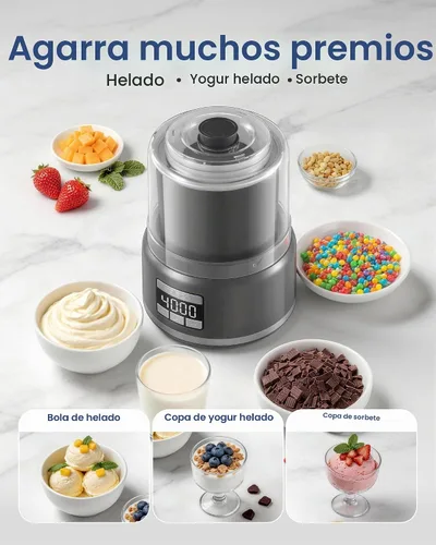 Vista 7 de Máquina para hacer helados, máquina de doble aislamiento de 2.1 cuartos de galón, helado suave, gelato, sorbete y yogur congelado, enfriamiento