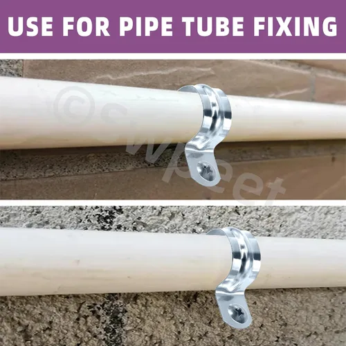 Vista 6 de Swpeet 30 piezas de 1-1/2 "(40 mm) zinc plateado un agujero EMT correa de tubo, correas de tubería U soporte de tubo abrazadera de tubo 1 agujero a