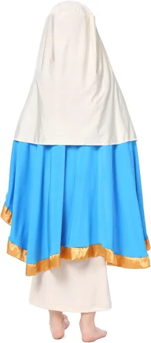 Vista 2 de Disfraz de María para niños, disfraz de Santa María para niños, vestido de Virgen María, disfraz bíblico para niñas, disfraz de María y Biblia