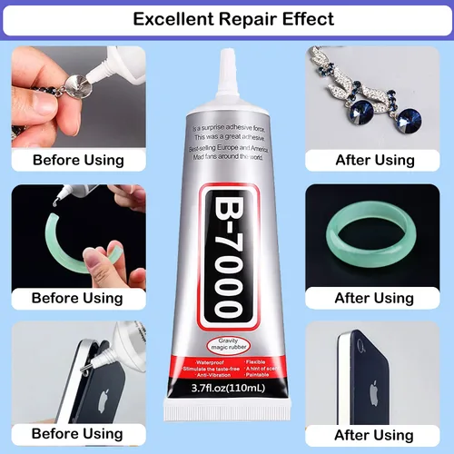 Vista 6 de 3 piezas de pegamento B7000 de 3.7 fl oz + 5 bolígrafos de punteado + 1 lápiz de cera y pinzas