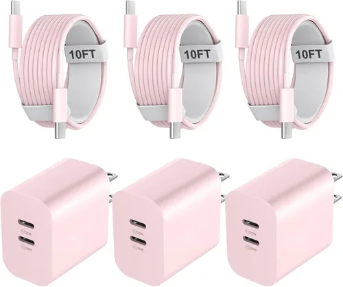 Vista 9 de Cargador rápido para teléfono 17/16/15 Pro Max, bloque de carga rápida USB C de 20 W con cable de carga USB C a C de 6 pies de largo para teléfono