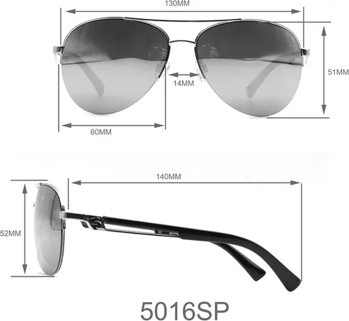 Vista 5 de Southpole 5016sp Men's Metal Uv Protective Aviator Pilot Sunglasses. Cool Gifts for Him, 60 Mm