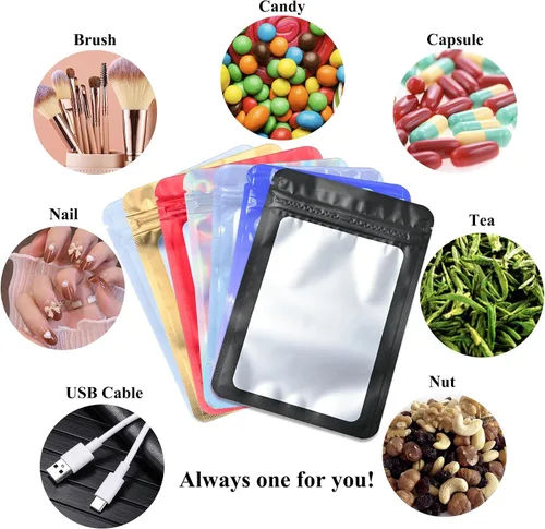 Vista 7 de Bolsa resellable de Mylar para bolígrafos, ideal para oficina, hogar, fiesta, almacenamiento de alimentos, galletas, muestras de joyería