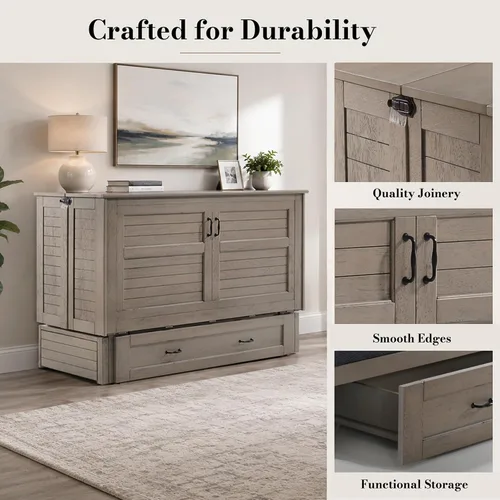 Vista 6 de Night & Day Muebles Poppy - Cama de madera flotante cepillada con colchón Murphy, Queen