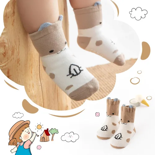 Vista 3 de Fanairy Toddler Animal Non Skid Crew Socks with Grips Baby Infant Boy Girl Non Slip Cotton Socks 6 Pairs