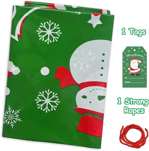 Vista 4 de HYmoso 1 pieza bolsas de regalo de Navidad extragrandes, bolsas de regalo jumbo para bicicleta para regalos navideños enormes de gran tamaño, bolsa