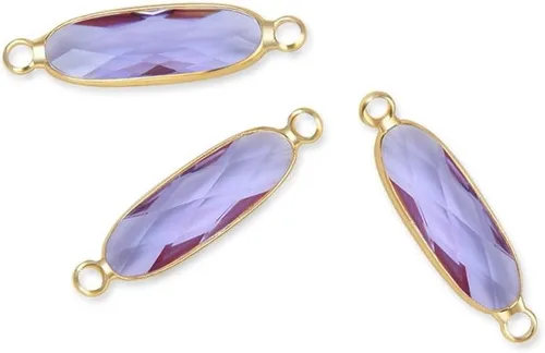 Vista 8 de 5 unidades de Adabele grado A de abril transparente con piedra natal de abril, barra rectangular de 0.827 in, chapado en oro amarillo de 18
