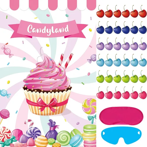 Vista 18 de Juego de fiesta de Hooqict Pin The Hat On The Cat para gatos, juegos de fiesta de cumpleaños de gato para niños, suministros de fiesta de cumpleaños